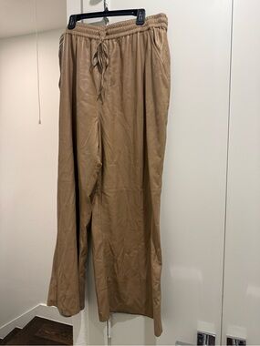 Good American Tan Faux-Leather Drawstring Pants